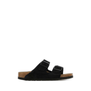 1h可退 欧洲直邮birkenstock 女士黑色绒面软木鞋底勃肯休闲百搭