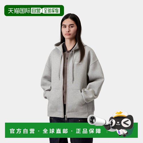 自营欧洲直邮Carhartt WIP Alda女士棉质麻灰色连帽卫衣夹克