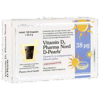 欧洲直邮法尔诺德PharmaNord维D3补钙1520IE免疫力骨骼胶囊120粒