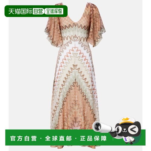 香港直邮MISSONI 米索尼 女士 金银锦缎中长连衣裙