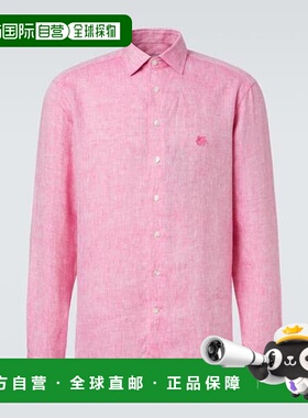 1h可退 香港直邮Etro 艾特罗 男士 Pegaso 亚麻衬衫 purple紫色