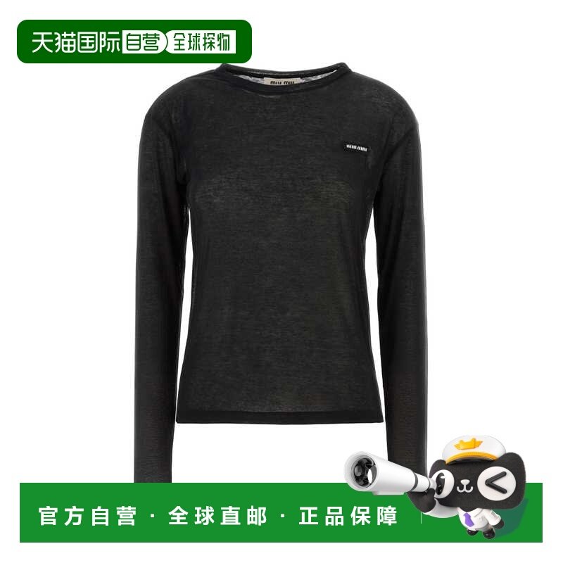 1h可退 香港直邮Miu Miu 缪缪 女士 標誌貼片長袖T卹 MJL939SOOO1,女装/女士精品,T恤,淘宝优惠券,粉丝福利购,淘宝优惠卷