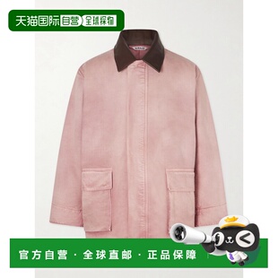 香港直邮1h可退 AURALEE 男士 皮革边件染有机棉质帆布夹克 A25AB