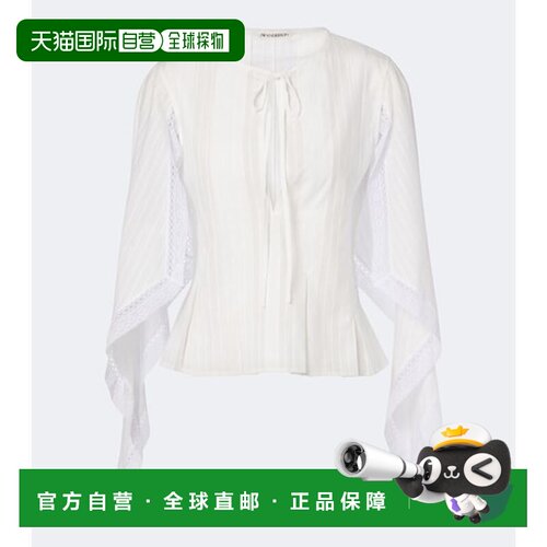 香港直邮J.W. Anderson 女士 垂褶棉质上衣 white白色 舒适时尚
