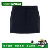 海军蓝弹力针织迷你半身裙 1h可退 缪缪 女士 香港直邮Miu Miu