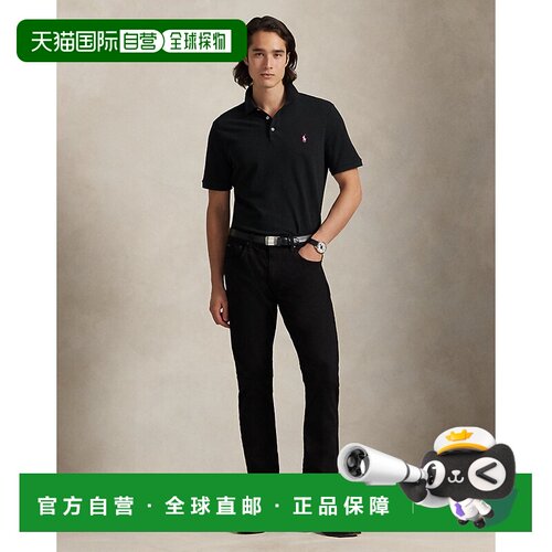 自营欧洲直邮Ralph Lauren拉夫劳伦 Pink Pony男士黑色棉弹性珠地