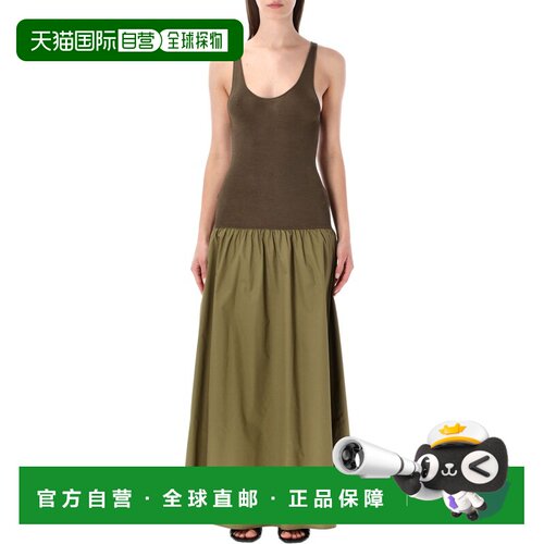 香港直邮The Frankie Shop 女士 橄榄绿绿色粘胶纤维棉质连衣裙 M