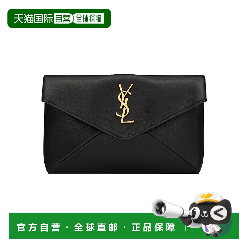 自营欧洲直邮YSL圣罗兰 LE CASSANDRE小号黑色羊皮字母徽标磁扣手