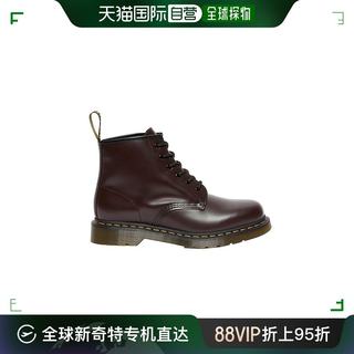 欧洲直邮DR. MARTENS 男女同款暗红色皮革光滑饰面6孔低帮马丁靴