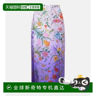 女士 1h可退 古馳 花朵真絲中長(zhǎng)半身裙 香港直郵Gucci purple紫色