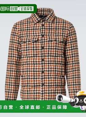 1h可退 香港直邮moncler 盟可睐 男士 Gelt 格纹初剪羊毛羽绒夹克