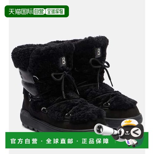 香港直邮bogner 博格纳 女士 Chamonix 皮毛饰边绒面革雪地靴