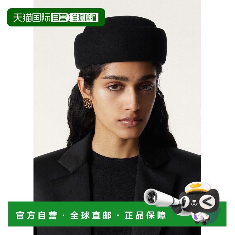 自营欧洲直邮Loro Piana 女士黑色兔毛帽子礼帽