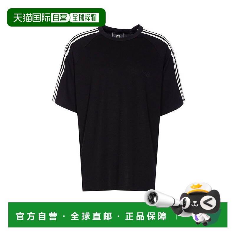 1h可退 香港直邮Y-3 男士 三條紋短袖T卹 JW7352黑色 black黑色