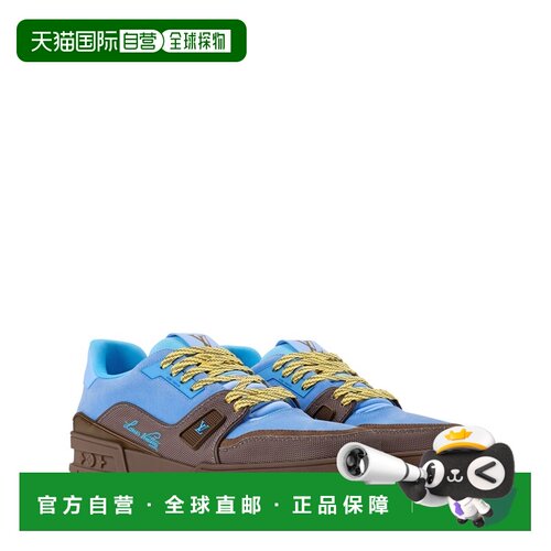 自营欧洲直邮LV路易威登 男士海军蓝皮革运动鞋板鞋标识logo男鞋