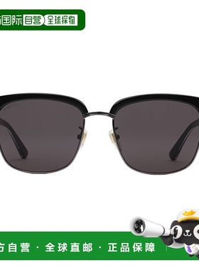 自营GUCCI/古驰 男款 光泽感黑色钌金属醋纤长方形镜框绿/红条纹