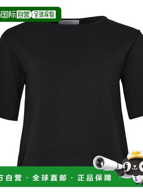 自营欧洲直邮MAXMARA麦丝玛拉 Alec女士黑色粘胶纤维圆领短袖T恤