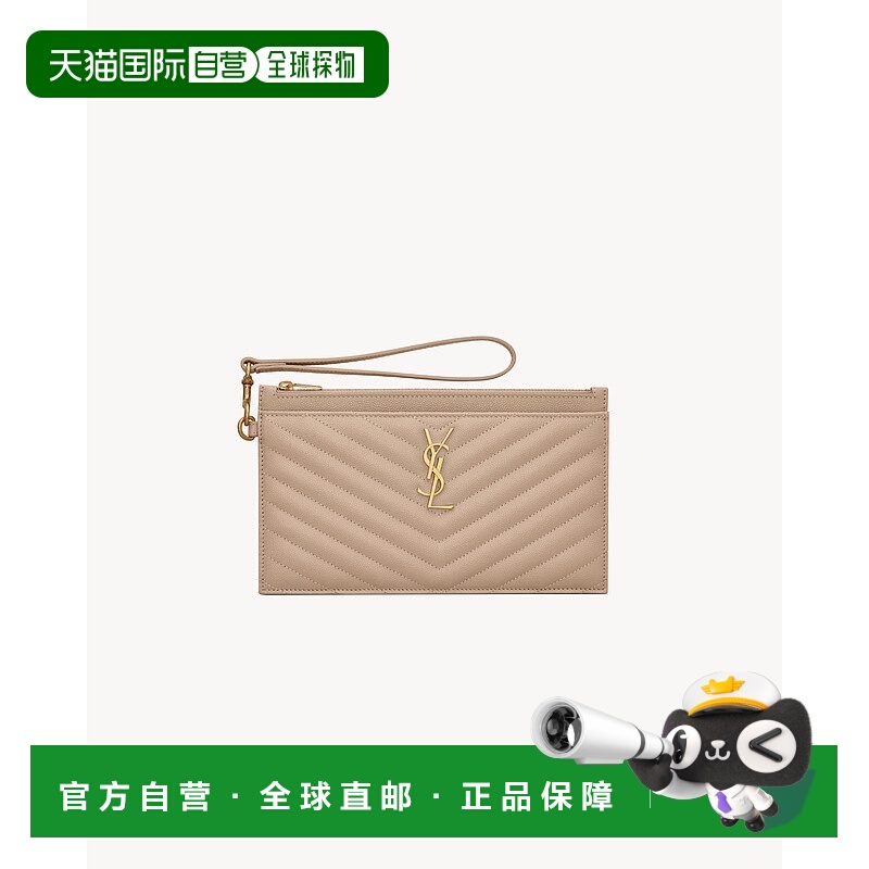 欧洲直邮YSL(圣罗兰)24年上新CASSANDRE 大号粒面皮革手拿包拉链