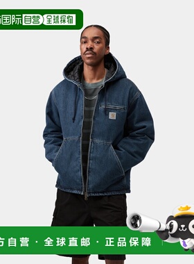 自营欧洲直邮Carhartt WIP Cleveland蓝色棉双向拉链连帽夹克男女