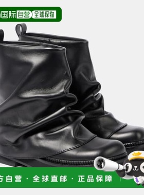 1h可退 香港直邮The Attico 女士 Robin 皮质短靴 black黑色 舒适