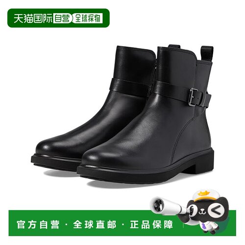 1h可退 美国直邮ecco 爱步 女士 Amsterdam 搭扣脚踝靴 black黑色