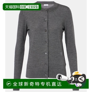 香港直邮Burberry 女士 1h可退 巴宝莉 舒 羊毛针织开衫 grey灰色