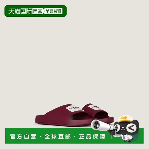 自营欧洲直邮Givenchy纪梵希 Label Slide女士樱桃红色橡胶平底穆