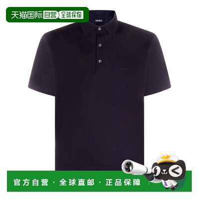 1h可退 香港直邮zegna 杰尼亚 男士 海军蓝棉质Polo衫 RUH348A3H7