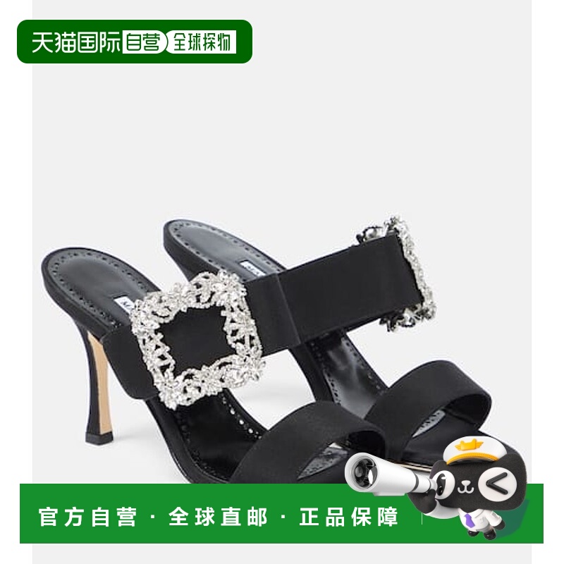 香港直邮MANOLO BLAHNIK 莫罗 伯拉尼克 女士 Gable 精饰绸缎凉鞋