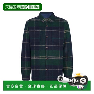 自营欧洲直邮Barbour Chapter男士藏青色/深绿色聚酯纤维格纹长袖