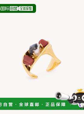 自营欧洲直邮YSL圣罗兰 女士红色/斑点黑/金色黄铜扭纹开口手镯