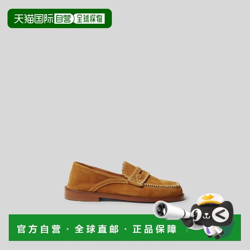 自营欧洲直邮Claudie Pierlot 女士驼色牛皮金色字母乐福鞋皮鞋
