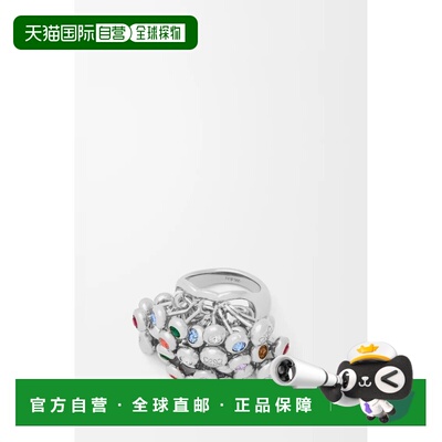 自营欧洲直邮LOEWE罗意威 Push Pin女士银色/多色纯银镶水晶戒指