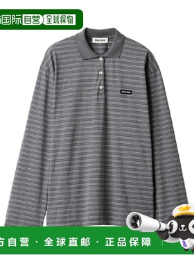 香港直邮Miu Miu 条纹长袖POLO衫缪缪针织针织衫 MJL01514RT