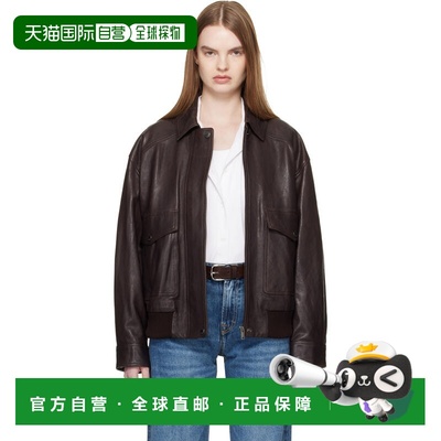 香港直邮Weekend Max Mara 女士 棕色 Gigante 皮革夹克 26154410