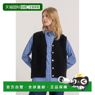 自营欧洲直邮Mardi Marius女士黑色美利奴羊毛羊绒无袖针织衫