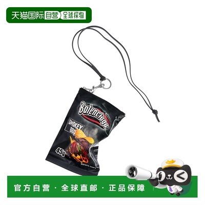 自营欧洲直邮Balenciaga巴黎世家 Chips男士黑色小牛皮logo标识单