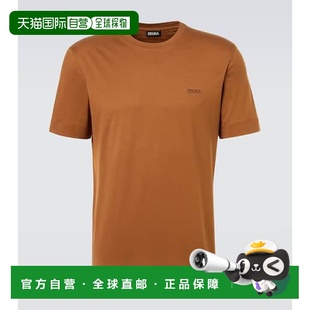 徽标棉质针织T恤 1h可退 男士 杰尼亚 brown棕色 香港直邮zegna
