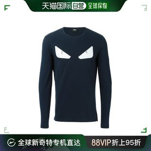 Men男装 香港直邮FENDI T恤 藏青色长袖 怪兽上衣 19FW