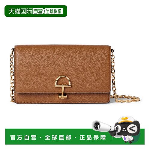 自营欧洲直邮GUCCI古驰 Half Horsebit女士棕色皮革链条钱包
