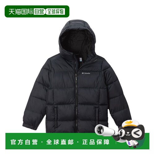 欧洲直邮Columbia Puffect儿童黑色聚酯纤维连帽羽绒服哥伦比亚