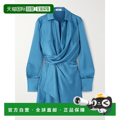 Simkhai 女士 Talit 裹式垂褶缎面迷你连衣裙 6241038QCE