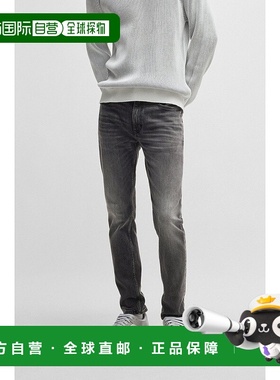 自营欧洲直邮HUGO BOSS雨果HUGO RED灰色弹力修身牛仔裤直筒裤