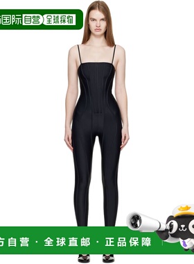 1h可退 香港直邮Mugler 穆勒 女士 黑色 Boned Stretch 紧身连身