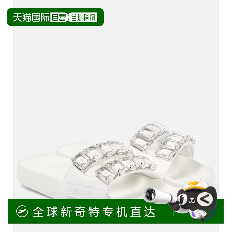 1h可退 香港直邮Jimmy Choo 周仰杰 女士 Fitz 水晶精饰皮质凉拖
