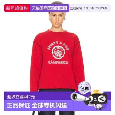 1h可退 香港直邮SPORTY & RICH 女士 California 徽标圆领运动衫