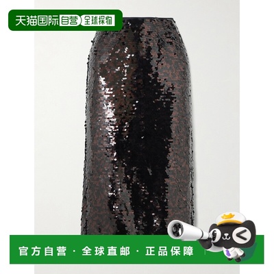 1h可退 香港直邮Staud 女士 Ciara 珠片网纱中长半身裙 R26R6121S