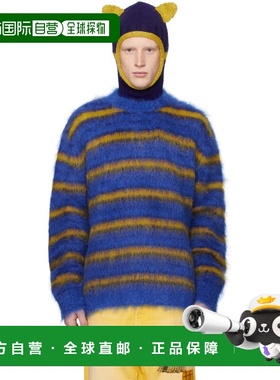 1h可退 香港直邮Marni 玛尼 男士 蓝色 & 黄色条纹毛衣 GCMG0161Q