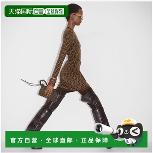 Women长袖 FF圆领连衣裙 棕色 24FW 香港直邮FENDI