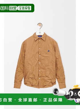 自营1h可退 欧洲直邮Loewe罗意威 男士驼色/蓝色棉纽扣开合长袖衬